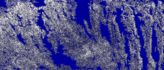 The image is an abstract representation of a vibrant, possibly natural, landscape, dominated by contrasting shades of white, grey and blue, suggestive of a dynamic and energetic scene.