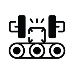 A well crafted glyph icon showing industrial press machine