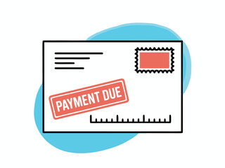 Envelope with Payment Due Stamp and Postage Stamp mail letter