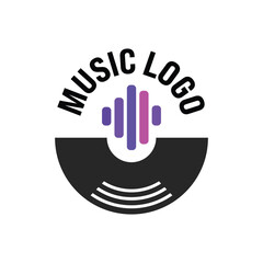 Retro Vinyl Record with Music Wave Logo