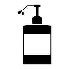 アルコール消毒・手指消毒・ポンプ式のディスペンサーボトル・ボディーソープ・シャンプー　アイコン・シルエット　ベクター／透過PNG／JPEG白背景