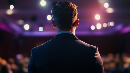 AI speech coach provides real-time feedback to speakers before their presentations at a conference venue