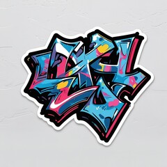 abstract graffiti art sticker illustration on white background 