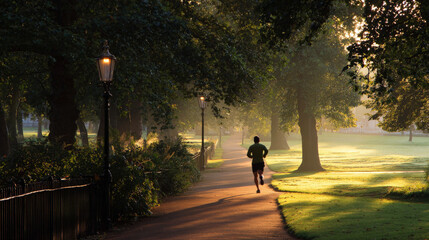 jogging in the forest