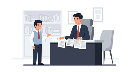 Employee Seeks Feedback From Manager In A Modern Office Setting