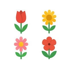 Obraz premium Icon set of colorful flowers
