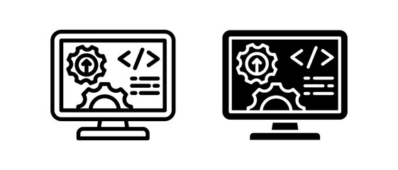 Software Development multiple icon set of two.line and glyph vector illustration
