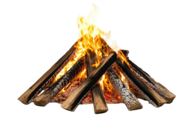 Bonfire isolated on white background, png
