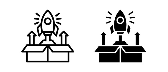Startup Launch multiple icon set of two.line and glyph vector illustration