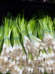 Scallions in a market