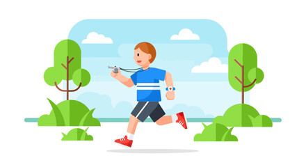 Energetic Trainer Inspiring Workout Motivation Outdoors On A Sunny Day