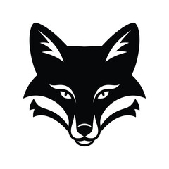 Black fox head silhouette wild animal vector illustration forest creature icon nature art isolated eps graphic