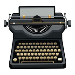 A classic black vintage typewriter, a nostalgic object representing old-fashioned writing and creativity.