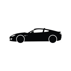 Black sports car silhouette luxury coupe vector sleek automotive design performance vehicle icon isolated graphic