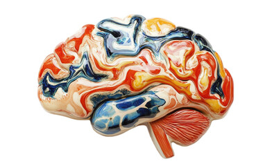 Brain art isolated on white background, png