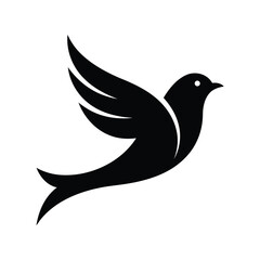 Black silhouette bird flying freedom nature simple vector illustration isolated on white