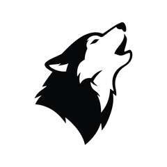 Howling wolf head silhouette vector illustration wild animal art nature spirit graphic