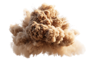 A large, light brown, cloud-like explosion of dust