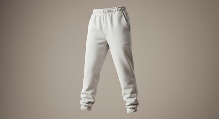 Blank Light Gray Sweatpants Mockup: Comfortable Joggers for Casual Wear and Lounging on Neutral Background