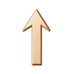 Golden upward arrow, direction, and growth on transparent background