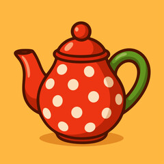 Traditional Red Teapot with Polka Dots Vector


