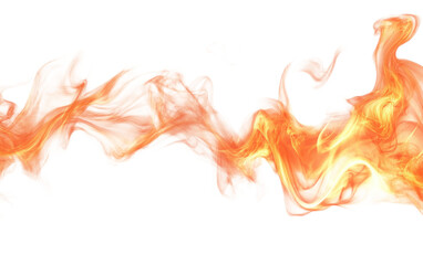Bright and dynamic fire flames isolated on white background, png