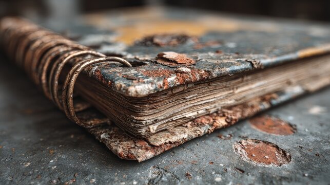 Aged, weathered notebook corner
