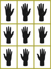 Fototapeta premium Symmetrical 3x4 Grid of Twelve Black Silhouette vector Illustrations