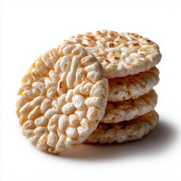 Gallette di riso su sfondo bianco