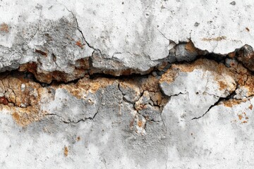 Concrete crack detail abstract texture urban decay grunge weathered on transparent background