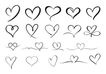 Calligraphic love heart sign. Vector Romantic illustration symbol join, passion, and wedding. Calligraphy Design flat element for Valentine's day. Template for t-shirt, card, invitation