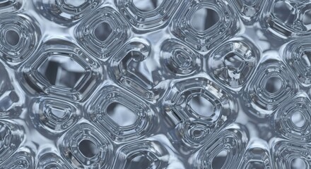 Futuristic abstract background of a glossy silver liquid metal surface with organic cellular patterns.
