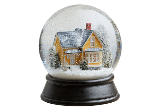 A snow globe featuring a small yellow house - Powered by Adobe