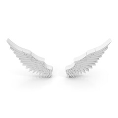 Pixel Art Wings, White Angel Wings, Design Element ,3d, transparent background, png
