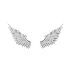 Obraz premium Pair of White Angelic Wings ,3d, transparent background, png