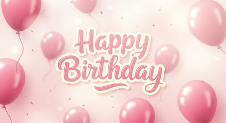 Fototapeta premium Celebrating Birthday with Pink Balloons and Confetti for a Special Day