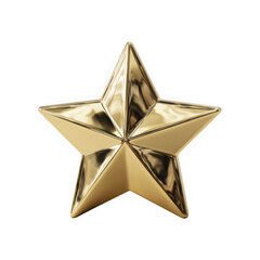 Obraz premium A single polished golden five pointed star with sharp edges isolated on transparent background