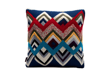 Vibrant Geometric Patterned Throw Pillow for Home Decor  Isolated on transparent background, cutout	