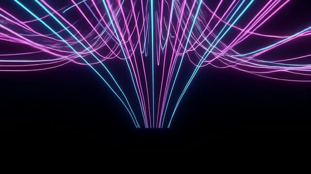 Neon lines flowing against a black background