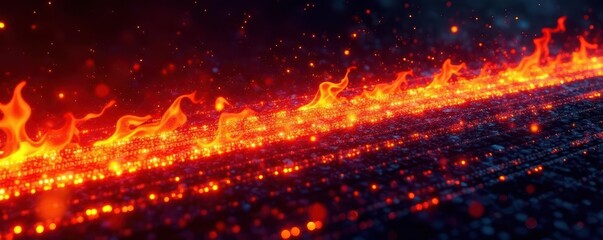 Fototapeta premium Fiery racing stripes, halftone texture, abstract flames , esports, racing, banner