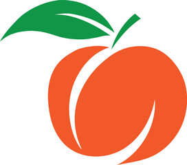 Fresh Ripe Peach Fruit Vector Icon &ndash; Organic Food and Healthy Eating Clipart Illustration.
