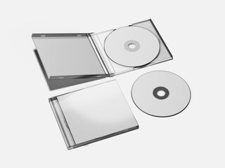Blank CD Case with Compact Disk Mockup 3D Rendering Packaging