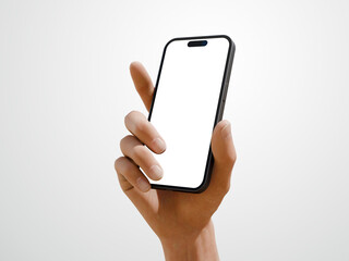 White Blank Phone Screen in Hand Mockup 3D Rendering