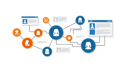 Digital Networking Conceptualization Showing Online Community Connections For Social Media