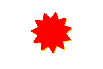 Abstract red starburst shape with yellow shadow for stickers, badges, and energetic designs