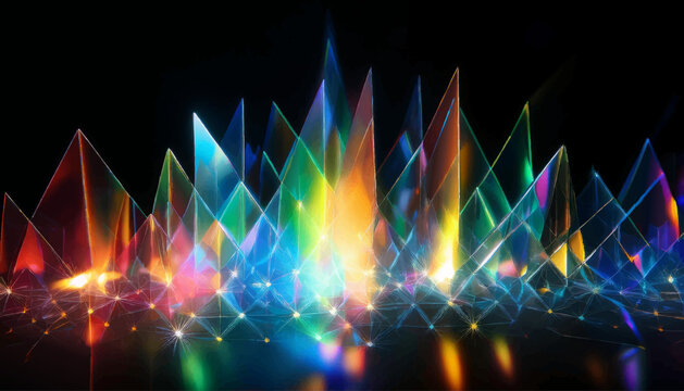 Rainbow crystal light leak flare reflection vector illustration. Lens colorful set. Iridescent crystal leak glare reflection effect. Optical rainbow lights, glare, leak, streak overlay.