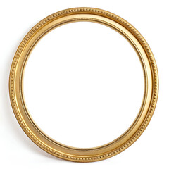 An elegant golden circular frame with a polished metallic finish.