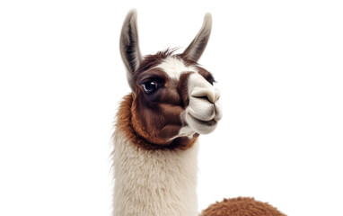 Obraz premium Brown White Calico Alpaca Lama isolated on white background, png