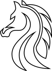 Obraz premium Horse head sketch logo in outline vector style. Best for western wear, country logos, and horse-related illustrations.
