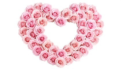 Heart-shaped frame of pink roses